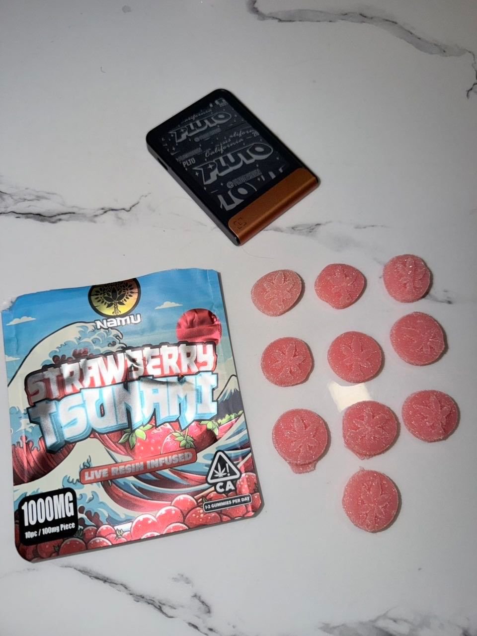 namu edibles 1000mg, namu edible 1000mg, namu edibles, namu strawberry tsunami, namu strawberry tsunami gummies